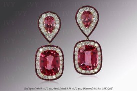IVY-red spinel 40.69ct-pink spinel 8.38ct-diamonds-gold