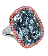 JACOB AND CO-bague-diamant bleu-Blue diamond ring, pink and white diamonds, platinum