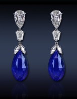 JACOB & CO-Briolette Drop Earrings-Sapphire-Diamonds-Set in Platinum