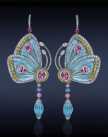 JACOB & CO-Papillon Collection-Earrings-Blue Topaz-Pink Tourmaline-Yellow Sapphires-White Diamonds