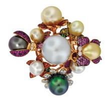 JACOB & CO-collection Nature ring-white gold-south sea pearls-tahitian pearls-tsavorites-sapphires