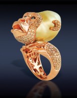 JACOB & CO-collection Nature-rose gold-ring-south sea pearl-black diamonds-brown diamonds