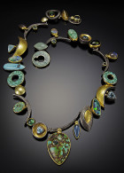 JEFF & SUSAN WISE-oxidized sterling silver-18K and 22K gold-turquoise-tourmaline-opal-zircon-aquamarine
