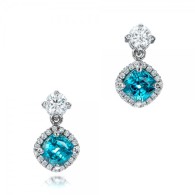 JOSEPH JEWELRY-Blue Zircon-Diamond-Earrings