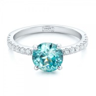 JOSEPH JEWELRY-Blue Zircon-Diamond-Engagement Ring