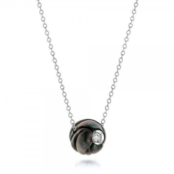 JOSEPH JEWELRY- Carved Tahitian Pear-Diamond-Pendant