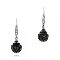 JOSEPH JEWELRY-Carved Tahitian Pearl- Diamond-Earrings