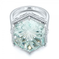 JOSEPH JEWELRY-Custom Aquamarine-Diamond-Halo Fashion Ring