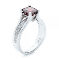 JOSEPH JEWELRY-Red Zircon-Diamond-Engagement Ring