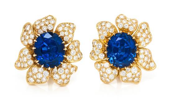 JULIUS COHEN-earclips-sapphires-diamonds