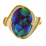 KAT FLORENCE-Australian Black Opal-yellow diamonds