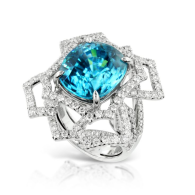 KAT FLORENCE-Winter 2014 collection-Ring-Cambodian blue zircon-white gold-diamonds