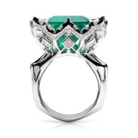 KAT FLORENCE-Winter 2014 collection-Ring-Colombian emerald-platinium-white gold-diamonds