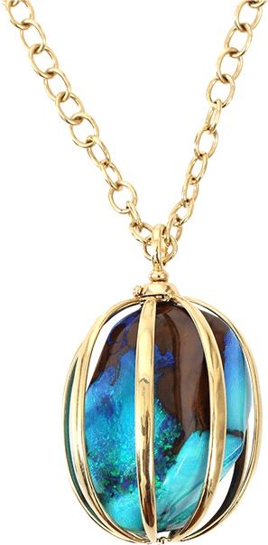 KATHERINE JETTER Birdcage Necklace With Boulder Opal Nestled In Setting From Katherine Jette