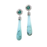 KATHERINE JETTER-Collection Season BO Snowstorm-Peruvian Blue Opal with natural dendrite inclusions-Diamonds-Tourmaline