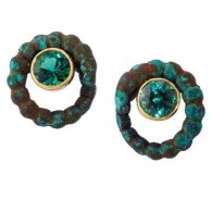 KATHERINE JETTER-Han dynasty earrings-green Tourmaline-bronze spiral