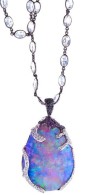 KATHERINE JETTER-Lady Lavender Pendant-Lavender Boulder Opal-white Gold-White diamonfs-black diamonds-amethyst-Moonstone chain.