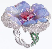 KATHERINE JETTER-Poison Berry ring-carved opal-rubellite-diamond-tsavorite
