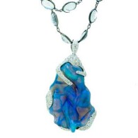 KATHERINE JETTER-Whitsunday pendant-Black Opal-Diamonds-white Gold-Moonstone chain