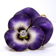 KREMENTZ Richard-Enamel-diamonds-Pansy flower pin-pendant