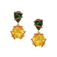 LAUREN ADRIANA-Tied-Up tourmaline-citrine-ruby-earrings