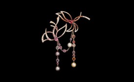 LORENZ BAUMER-Brooch Oiseaux-sapphires-amethyst-pearls-white diamonds