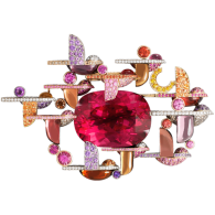 LORENZ BAUMER-Clip Envol-Rubellite-tourmalines-amethyst-citrine-quartz-sapphires-diamonds