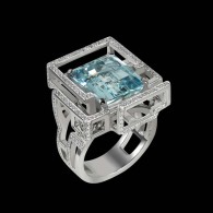 LORENZ BAUMER-Labyrinth ring-diamonds-aquamarine