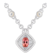 LOUIS VUITTON- Chain Attraction collection-Talisman necklace-white gold-imperial topaz-moonstone-diamonds