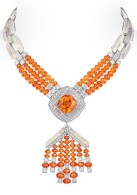 LOUIS VUITTON-Chain attraction Necklace-white gold-mandarine garnet-opal-diamond