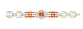 LOUIS VUITTON-Chain attraction bracelet-white gold-mandarine garnet-opal-diamonds