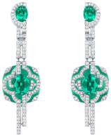 LOUIS VUITTON-L'ame du voyage collection-Jardins earrings-white gold-emeralds-chrysoprase-diamonds