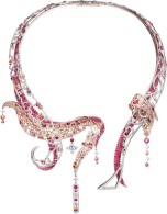 LOUIS VUITTON-L'ame du voyage collection-Shangai necklace-white gold-diamonds-spinels-spessartites garnets