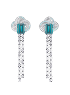 LOUIS VUITTON-Voyage dans le temps collection-fleur d'éternité earrings-white gold-Paraiba tourmaline-diamonds
