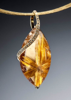 Little Star pendant rutilated quartz & .25 ctw F-G VS diamonds in 14kt gold ADAM NEELEY