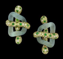 NICOLAS VARNET-Aquamarine-Link Earrings-Tsavorites-Yellow Sapphires-Cayen Collection