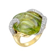 NICOLAS VARNET-Carved Peridot-Diamond-Cocktail Ring
