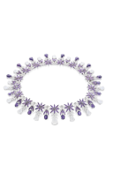 PASCALE BRUNI-Bon ton collection-Ghirlanda violet Necklace-white gold-amethyst-milky quartz-diamonds