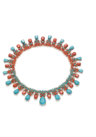 PASCALE BRUNI-Ghirlanda collection Necklace-pink gold-turquoise-coral-diamonds