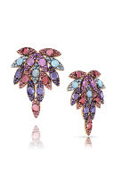 PASCALE BRUNI-Mandala Collection-Earrings-pink gold-amethyst-rhodolite-iolite-blue topaz