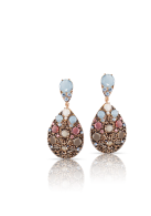 PASCALE BRUNI-Mandala Collection-Earrings-pink gold-blue topa-white topaz-rhodolite-amethyst-smoky quartz-milky quartz