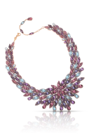 PASCALE BRUNI-Mandala Collection-Necklace-pink gold-amethyst-rhodolite-iolite-blue topaz
