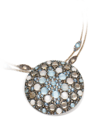 PASCALE BRUNI-Mandala Collection-Necklace-pink gold-blue topaz-smoky quartz-milky quartz