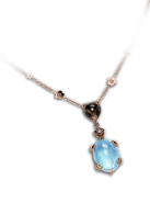 PASCALE BRUNI-Sissi Collection-Necklace-pink gold-blue topaz-brown diamonds-white diamonds
