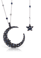 PASCALE BRUNI-Stella Nascente collection-Moon necklace-white diamonds-black diamonds-blue sapphires