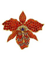 PAULA CREVOSHAY-Orchid brooch-fire opals-amethysts-diamonds