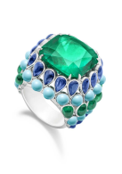 PIAGET-Extremely Piaget collection-Ring-platinum-turquoises-sapphires-emeralds