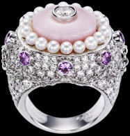 PIAGET-Limelight collection-Garden Party ring-white gold-pink opal-sapphires-white pearls