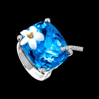 PIAGET-Limelight collection-inspiration cocktail Blue Hawaiian ring-white gold-calcedony-blue topaz-yellow sapphire-diamonds