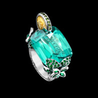 PIAGET-Limelight collection-inspiration cocktail Mojito ring-white gold-tourmaline-citrine-emeralds-tsavorites garnets-diamonds